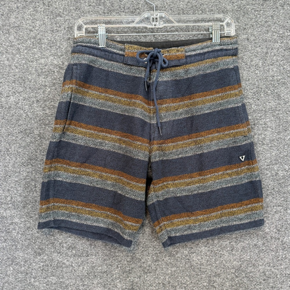 Vissla Quip Hybrid Shorts Men‎ Small Blue Striped Casual Surf Beachwear Fleece
